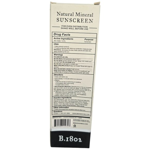 Beekman 1802 Natural Mineral Sunscreen SPF 30 Broad Spectrum - Picture 4 of 7